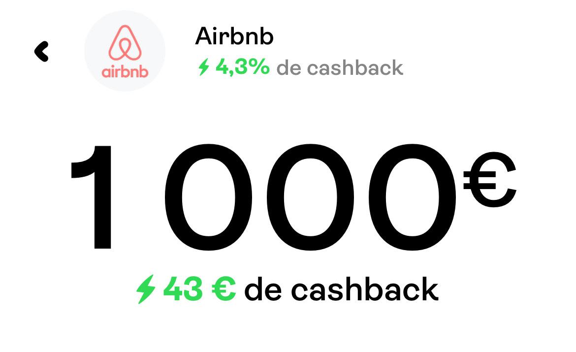 Cashback bon d'achat airbnb